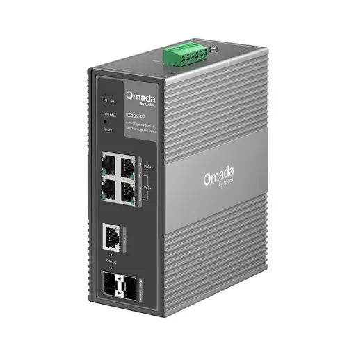 TP-Link OMADA priemyselný switch IES206GPP (4xGbE, 1xGbE/SFPcombo, 1xSFP, 3xPoE+, 1xPoE++, 120W, DIN, IP40, fanless)