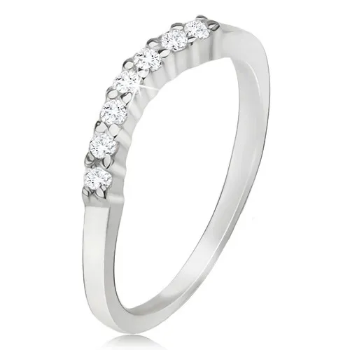 Prsteň zo striebra 925, číry zirkónový oblúk - Veľkosť: 49 mm
