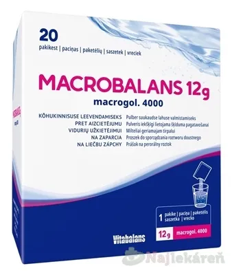 Vitabalans MacroBalans 12 g prášok na perorálny roztok 20 x 12 g vreciek, proti zápche makrogol 4000