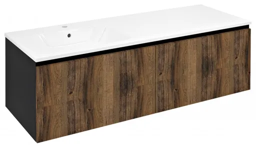 SAPHO - LOREA skrinka 140x46x51,5cm (70+70cm), ľavá, dub collingwood/čierna matná LE070-1935-L-06
