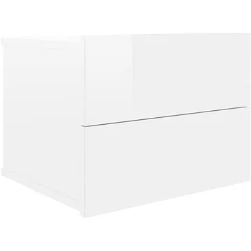 Nočný stolík biely s vysokým leskom 40 × 30 × 30 cm drevotrieska (801065)