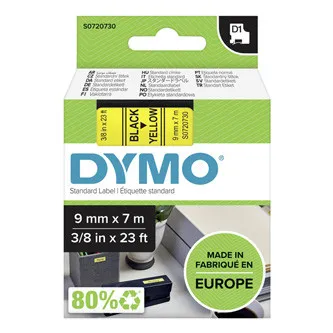 Dymo originálna páska do tlačiarne štítkov, Dymo, 40918, S0720730, čierna tlač/žltý podklad, 7m, 9mm, D1
