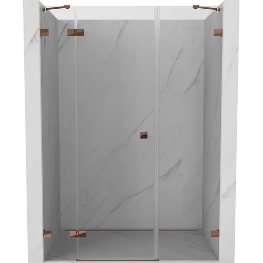 MEXEN/S - Lunar sprchové dvere krídlové ľavé 150, transparent, ružové zlato 834S-150-050-60-00-L