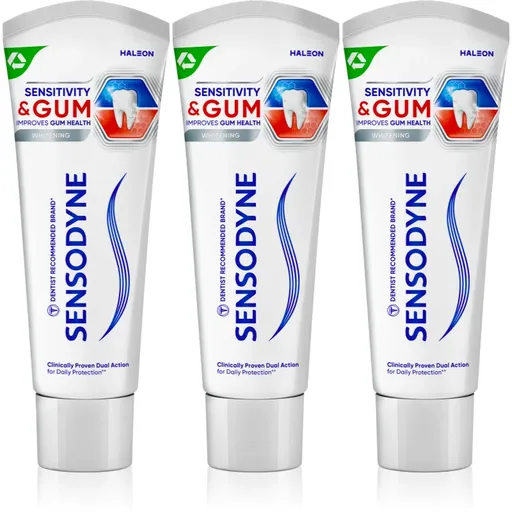 Sensodyne Sensitivity & Gum Whitening bieliaca zubná pasta na ochranu zubov a ďasien 3x75 ml