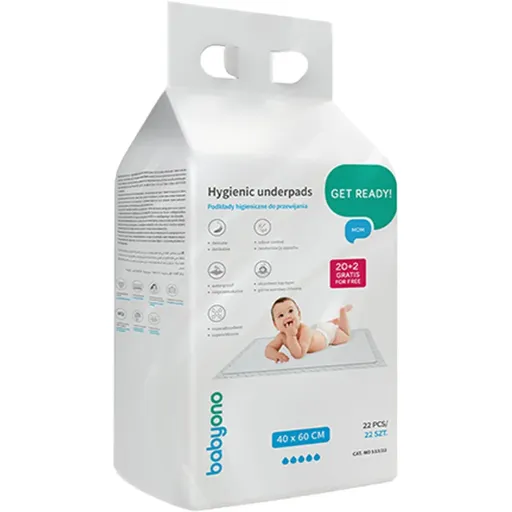 BabyOno Get Ready Hygienic Underpads jednorazové prebaľovacie podložky 40 x 60 cm 22 ks