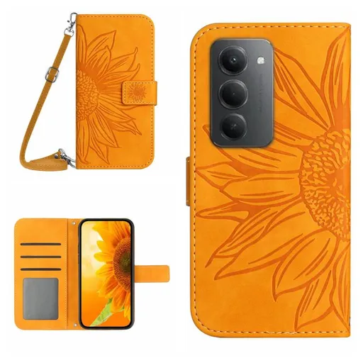 ART SUNFLOWER Peňaženkový kryt so šnúrkou pre Xiaomi Redmi 15 / Redmi 15 5G žltý