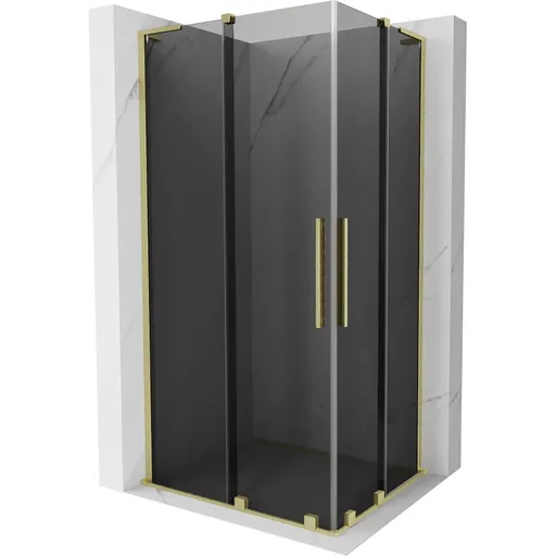 MEXEN/S - Velar L Duo sprchovací kút, posuvné dvere 90 x 80, grafit, zlato kartáčovaná 871-090-080-02-43-55