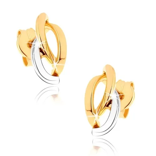 Zlaté 9K náušnice tri asymetricky usporiadané poloblúky