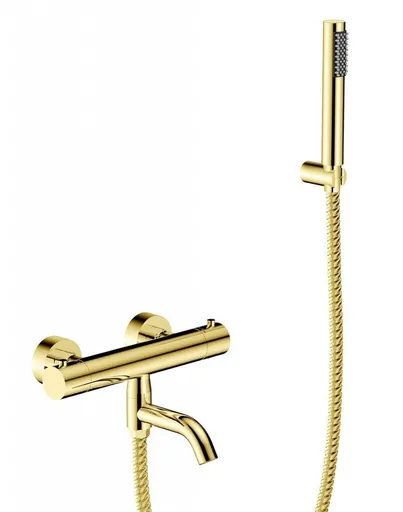 BESCO - Nástenná termostatická vaňová batéria VEO zlatá s príslušenstvom BABWVSTZL