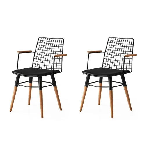 Súprava jedálenských stoličiek Trend Black and Walnut, 2 ks