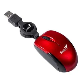 Genius Myš Micro Traveler V2 31010125107, 1200DPI, optická, 3tl., drátová USB, červená, Micro