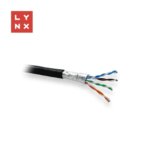 LYNX FTP kábel, Cat5e, PE (Fca), 0, 5mm, celomedený, vonkajší, čierny, box 305m