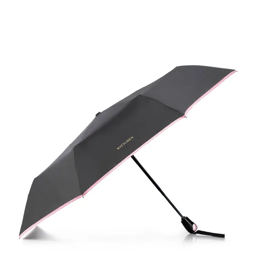 Automatický dáždnik s ozdobným lemovaním čierno-ružový PA-7-900-1P