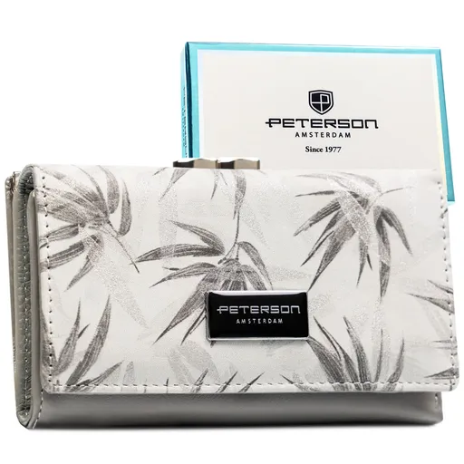 Biela dámska peňaženka z ekologickej a prírodnej kože s RFID ochranou na klip a patent – Peterson