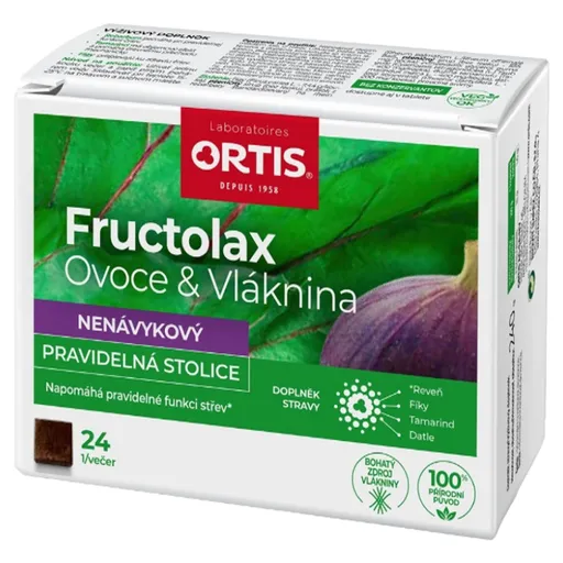 ORTIS Fructolax Ovocie & Vláknina 24 žuvacích kociek