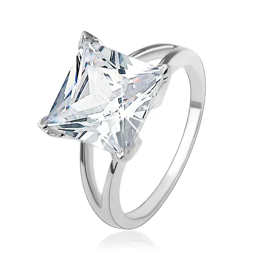 Zásnubný strieborný 925 prsteň s masívnym štvorcovým zirkónom - Veľkosť: 49 mm
