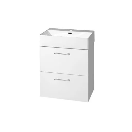 Mereo Leny, kúpeľňová skrinka s keramickým umývadlom 50 cm, biela, nové madlo CN810N