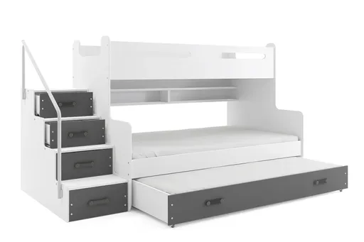 BMS Detská poschodová posteľ s prístelkou MAX 3 Farba: Sivá