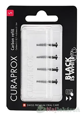 CURAPROX CPS Black Is White medzizubné kefky bez držiaka, veľkosť S 4 ks