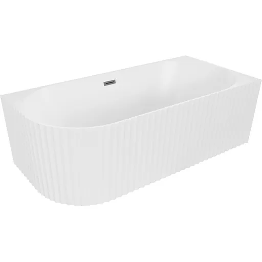 MEXEN/S - Gia voľne stojaca rohová vaňa reliéf pravá 150 x 75, biela mat, sifón a prepad grafit metal 52701507501P-95