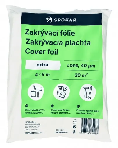 SPOKAR - Zakrývacia fólia (40 my) (priehľadná, 4 x 5m)