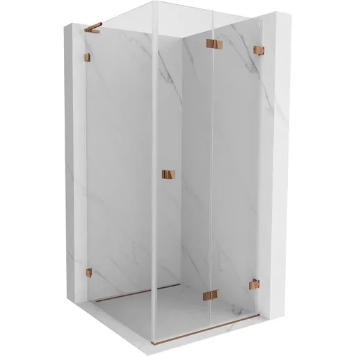 MEXEN/S - Lunar-F L sprchovací kút skladacie dvere pravá 70 x 70, transparent, ružové zlato 836L-070-070-60-00-P