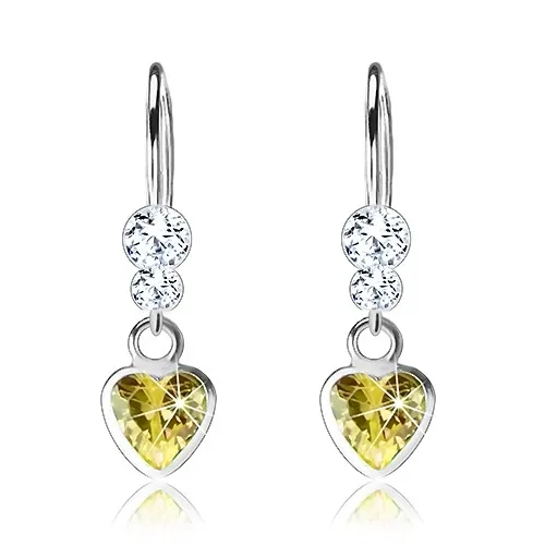 Náušnice zo striebra 925, zirkónové srdce, dva číre krištáliky Swarovski
