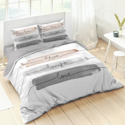 Bavlnená posteľná bielizeň  s potlačou Live, Laught, Love