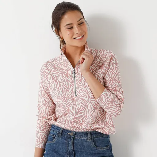 Tričko so stojačikom na zips a potlačou