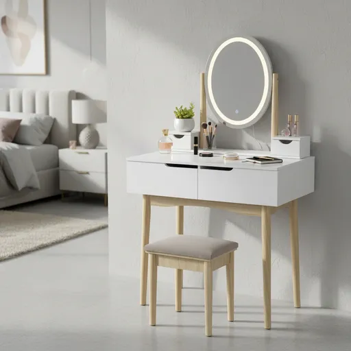 ArtJum Toaletný stolík WERRY 2 s oválnym LED zrkadlom