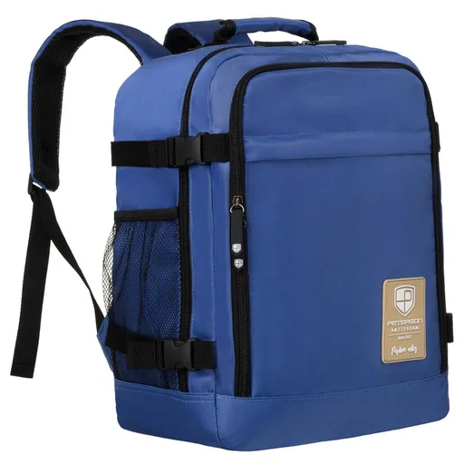 Cestovný ruksak z vodeodolného polyesteru v modrej farbe na nastaviteľných popruhoch - Peterson