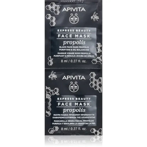 Apivita Express Beauty Purifying Face Mask Propolis čistiaca čierna maska pre mastnú pleť 2x8 ml