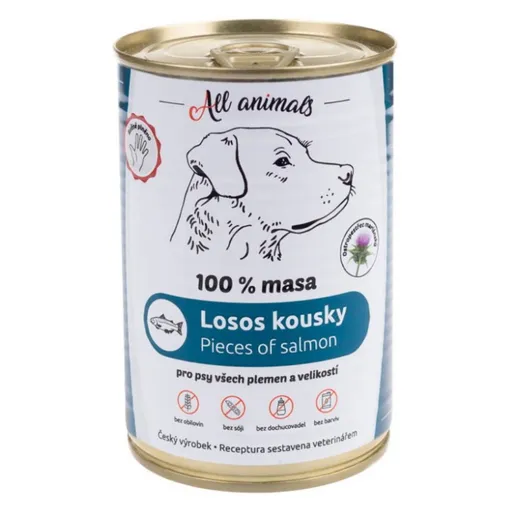 ALL ANIMALS konzerva losos kúsky pre psov 400 g