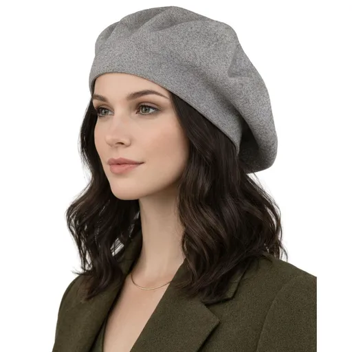 Dámska baretka z akrylu v sivej farbe