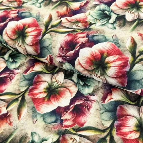 Viskóza s ľanom Azalea design A digital print