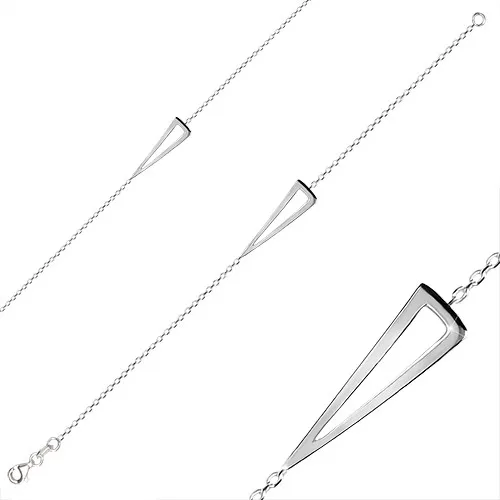 Strieborný náramok 925 - trojuholník s výrezom, obdĺžnikové očká, karabínka