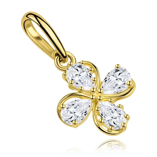 Zlatý prívesok 9K kvet so zirkónmi v tvare slzy