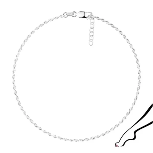 Náramok na členok zo striebra 925 - husto spájané oválne očká, špirála