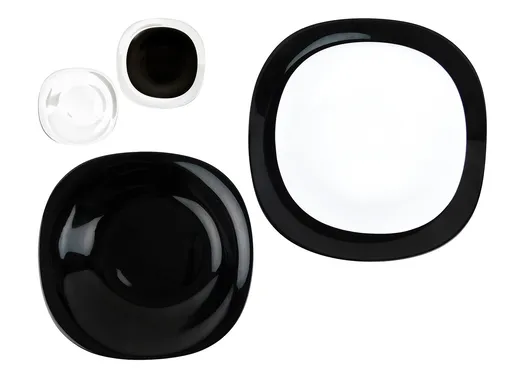 MAKRO - Obedová súprava 18-dielna, farba čierna s bielou