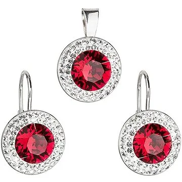 Ruby rivole súprava zdobená kryštálmi Swarovski (925/1000, 4,3 g) (8590962392746)