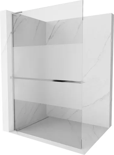 MEXEN/S - Kioto+ L Sprchová zástena WALK-IN s poličkou a držiakom uterákov 100 x 200, transparent/dekor, chróm 800-100-123-01-35