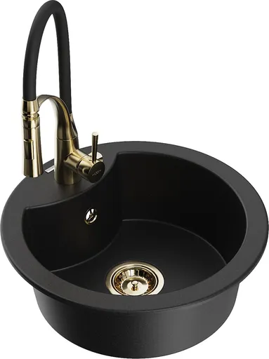 MEXEN/S MEXEN/S - Diego granitový drez 1-miska vrátane batérie Aster, čierna 6512-77-73450-57-G