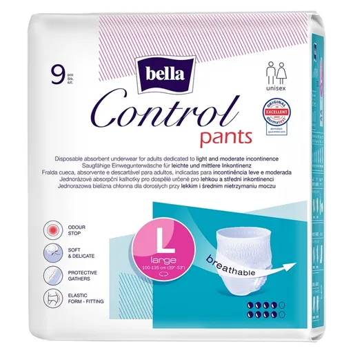 BELLA Control pants absorpčné nohavičky L 9 kusov