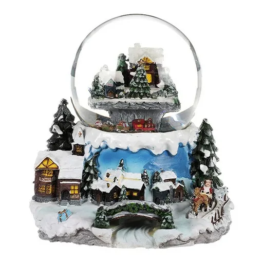 Vianočné snežítko Zimná krajina, svietiace, otočné, melódia, 19 x 19 x 18 cm