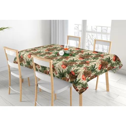 Bellatex Obrus ​​Šišky a jablká vianočné, 100 x 100 cm, 100 x 100 cm