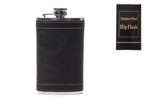 MAKRO - Fľaša nerezová v koži 150ml