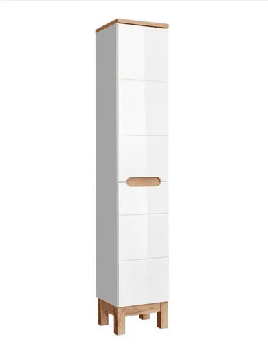 ArtCom Vysoká skrinka do kúpeľne s košom BALI White 804