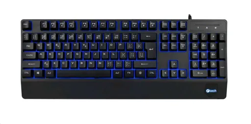 C-TECH Klávesnica KB-104BK, USB, 3 farby podsvietenia, čierna, CZ/SK