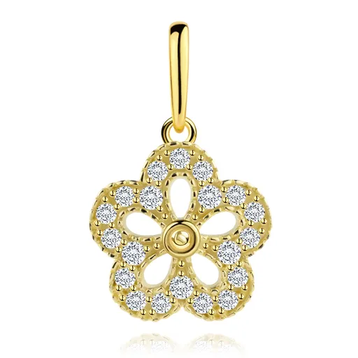 Prívesok z 9K žltého zlata so zirkónovým kvetom
