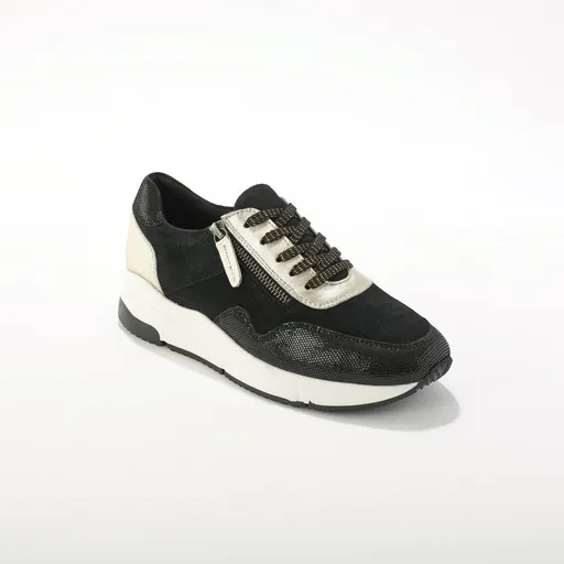 Sneakers so šnúrkami a zipsom, koža